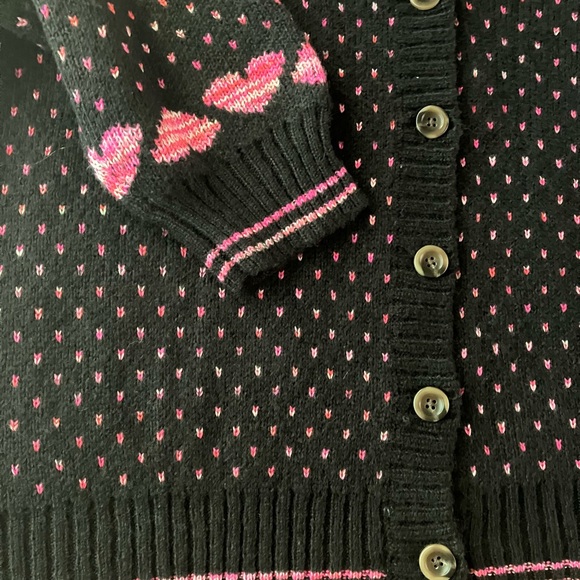 Torrid Heart Print Cardigan Sweater Black Size 5X Drop Shoulder Button Front - Picture 5 of 13